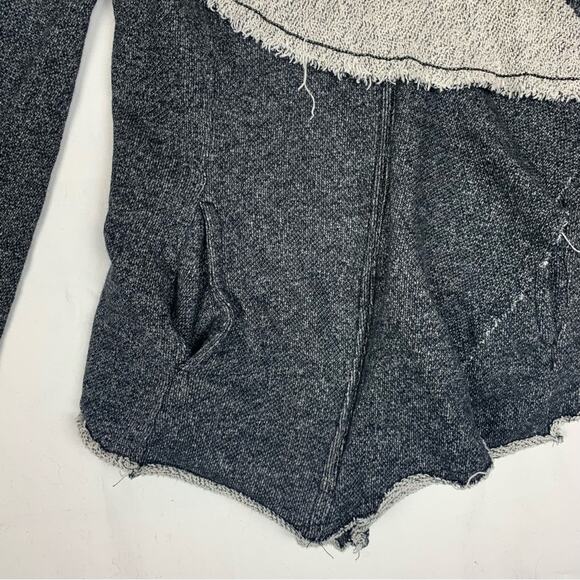 Blanc Noir asymmetrical jacket women's small gray grunge moto waterfall distress - Picture 4 of 12